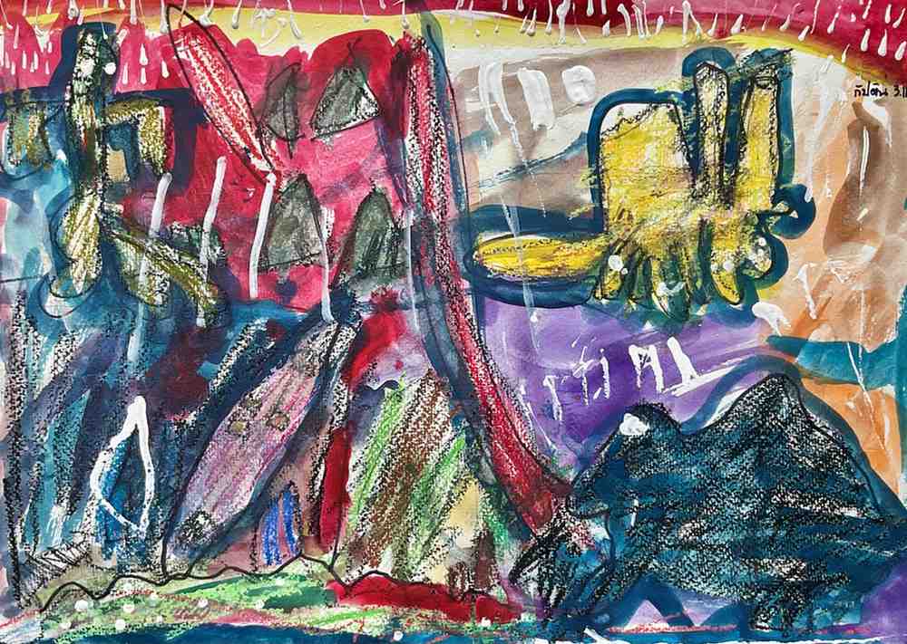 The Electric Storm – Abstract Kids Art by Captain (Age 5)