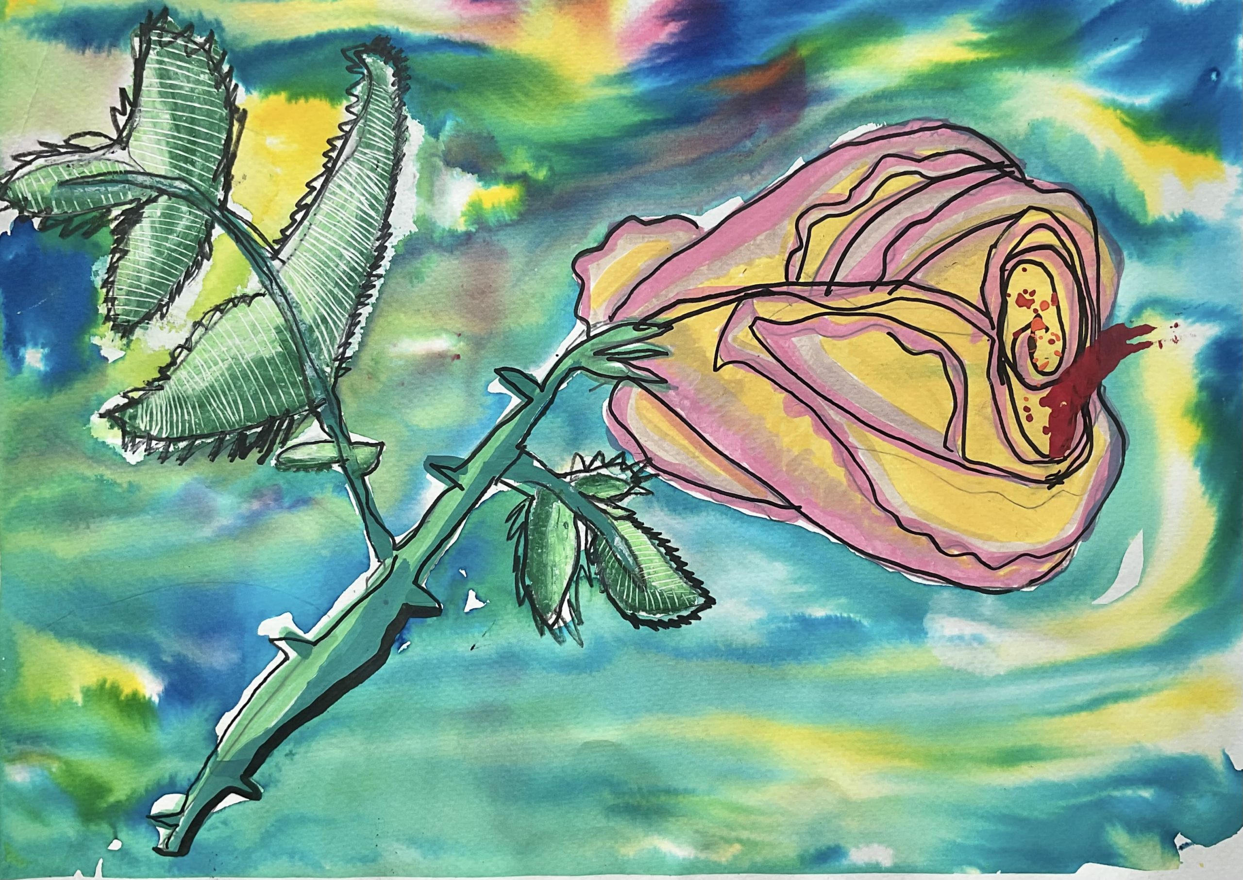 The Vibrant Yellow Rose – Kids Art by Captain (Age 5)
