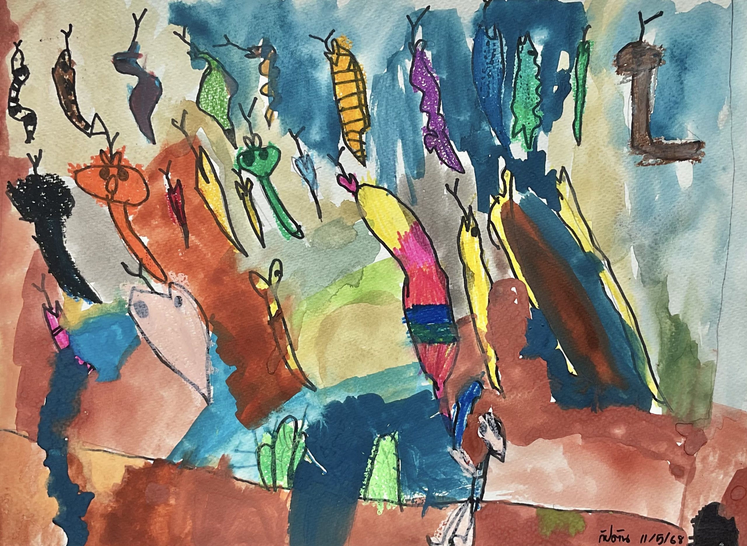 The Secret Life of Colorful Insects – Kids Art by Captain (Age 5)