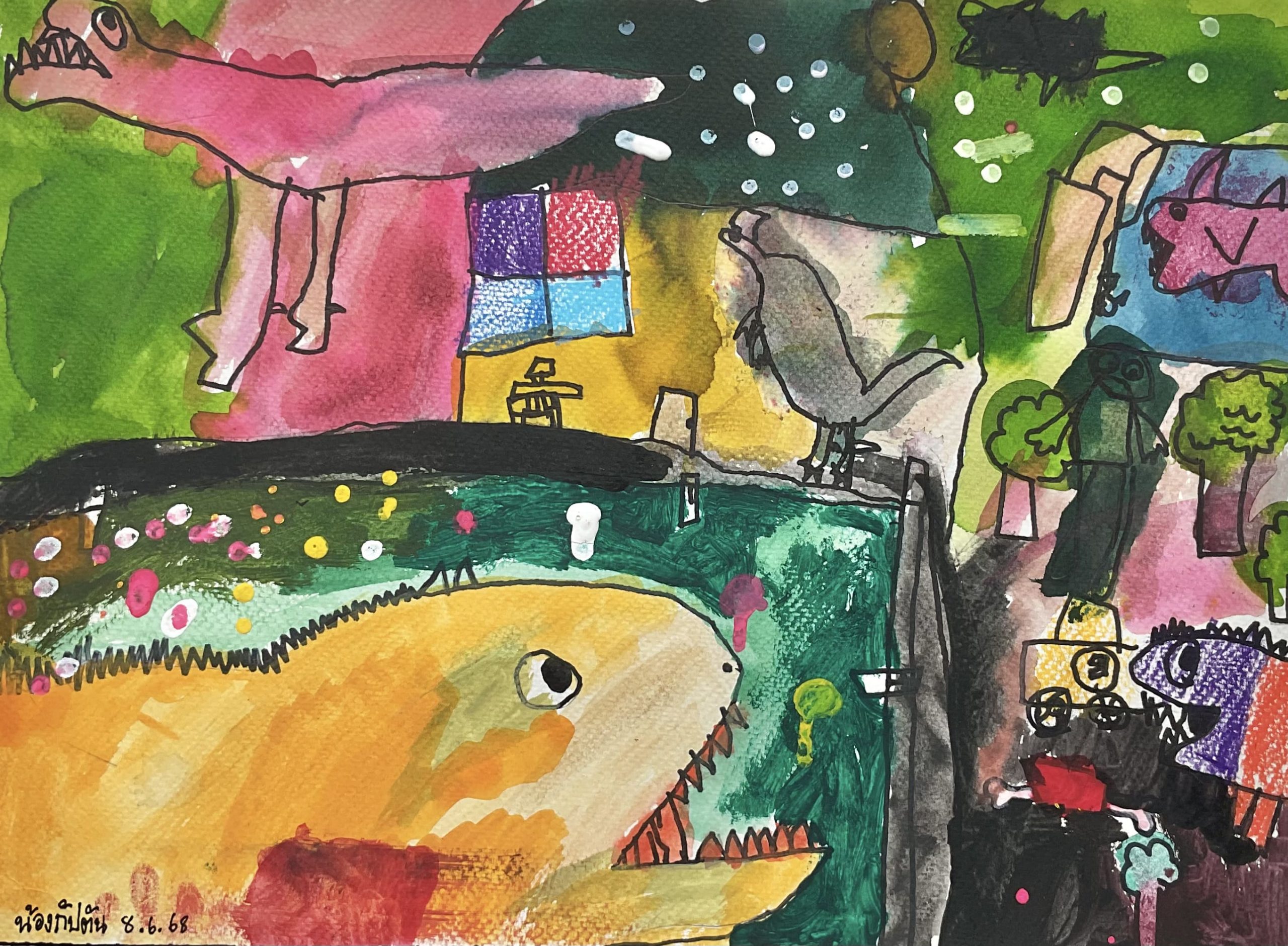 The Dinosaur Research Lab Adventure – Kids Art by Captain (Age 5)